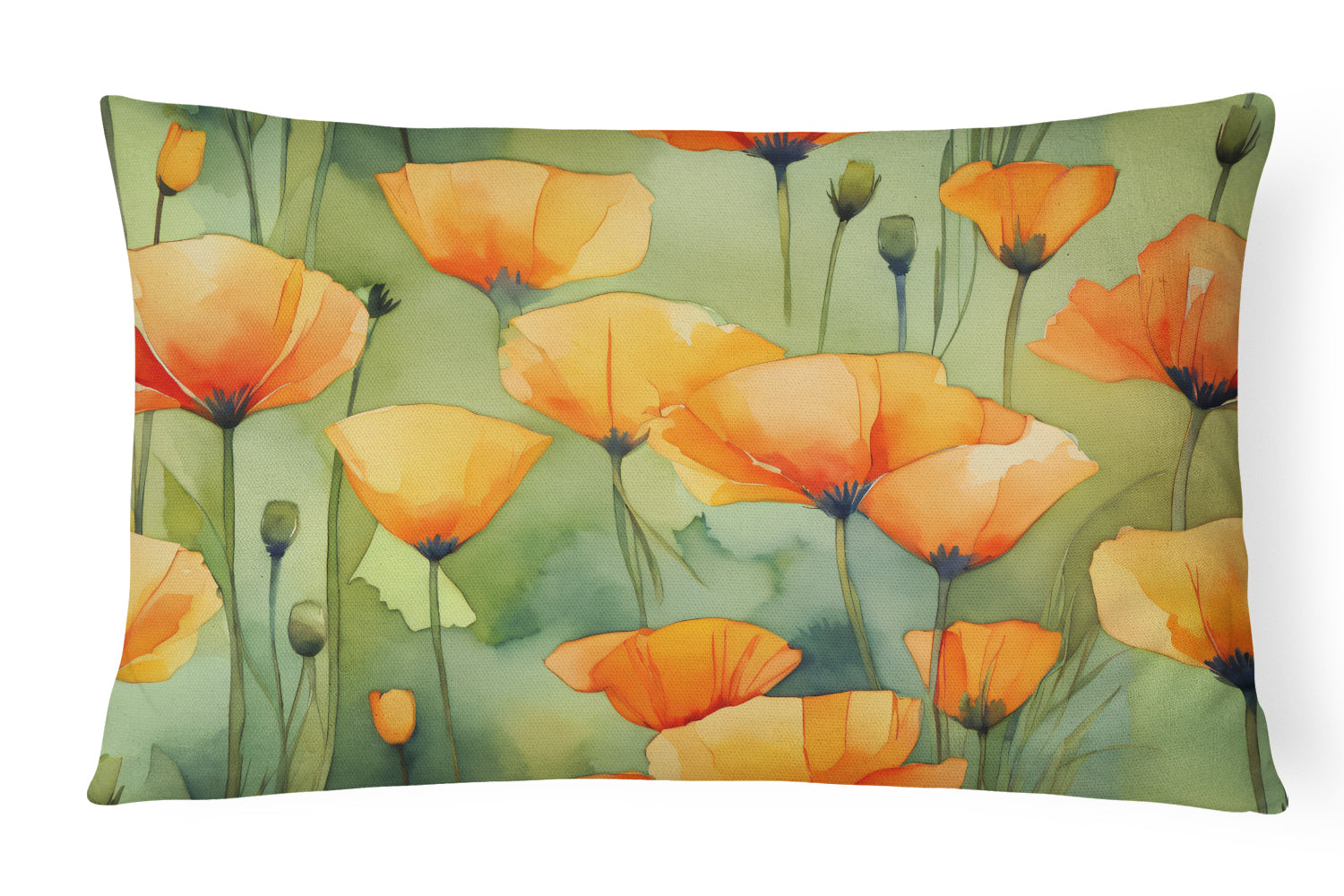 Buy this California California Poppies in Watercolor Throw Pillow