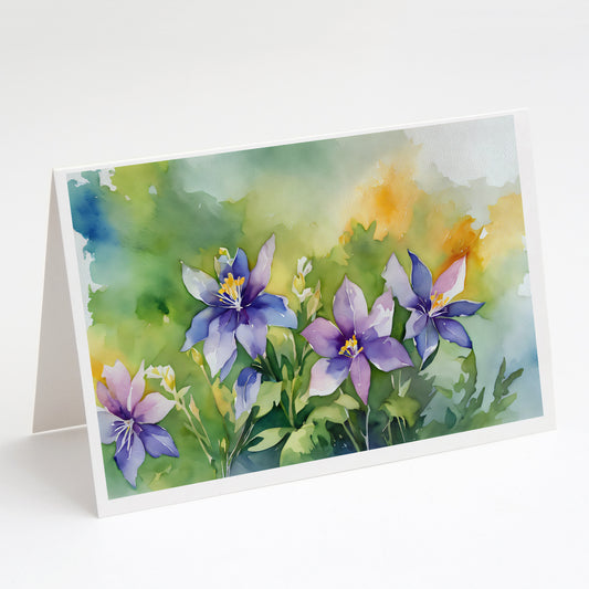 Buy this Colorado Rocky Mountain Columbine in Watercolor Greeting Cards Pack of 8