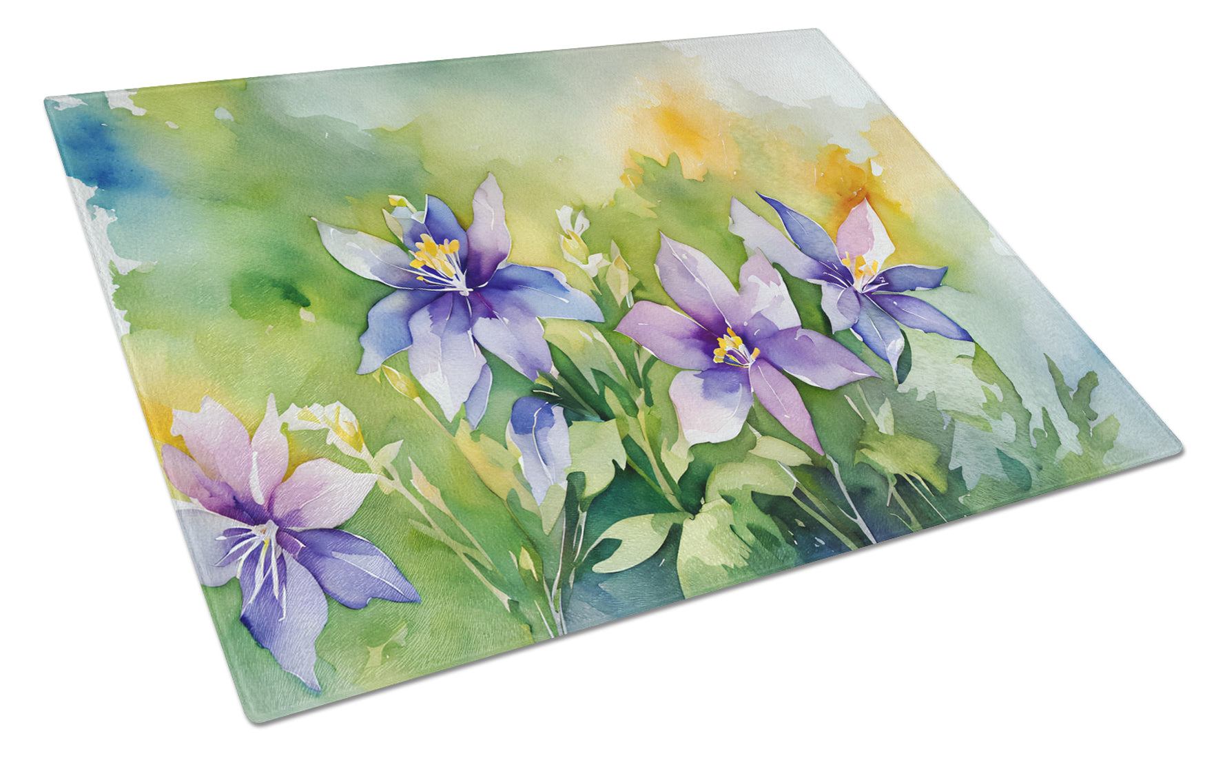 Buy this Colorado Rocky Mountain Columbine in Watercolor Glass Cutting Board