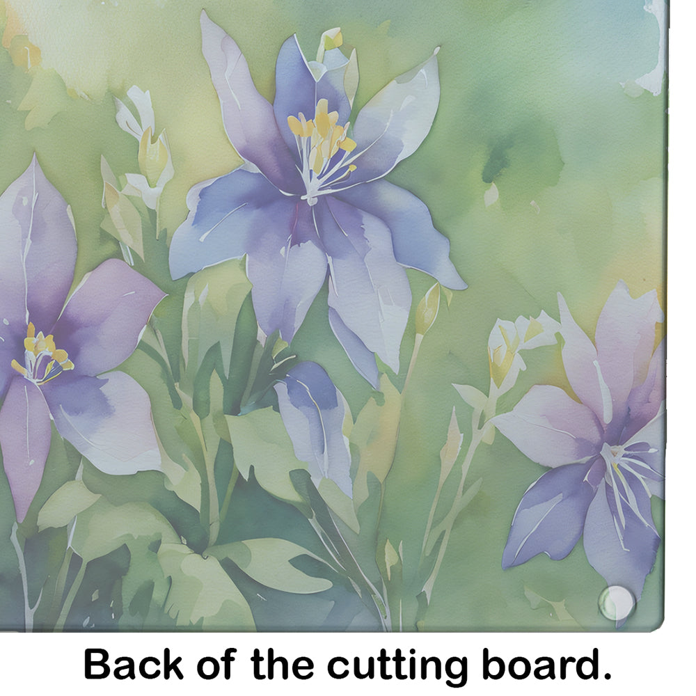 Colorado Rocky Mountain Columbine in Watercolor Glass Cutting Board