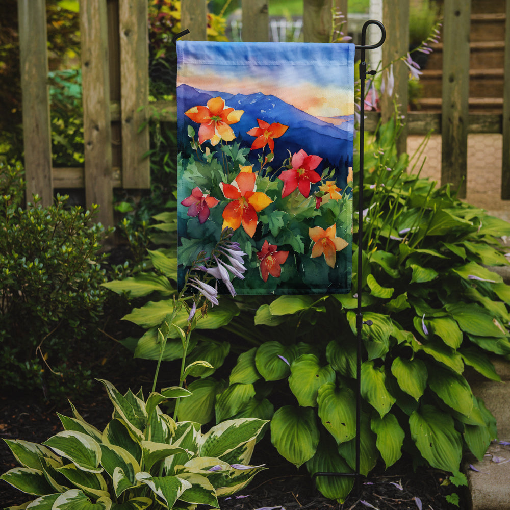 Colorado Rocky Mountain Columbine in Watercolor Garden Flag