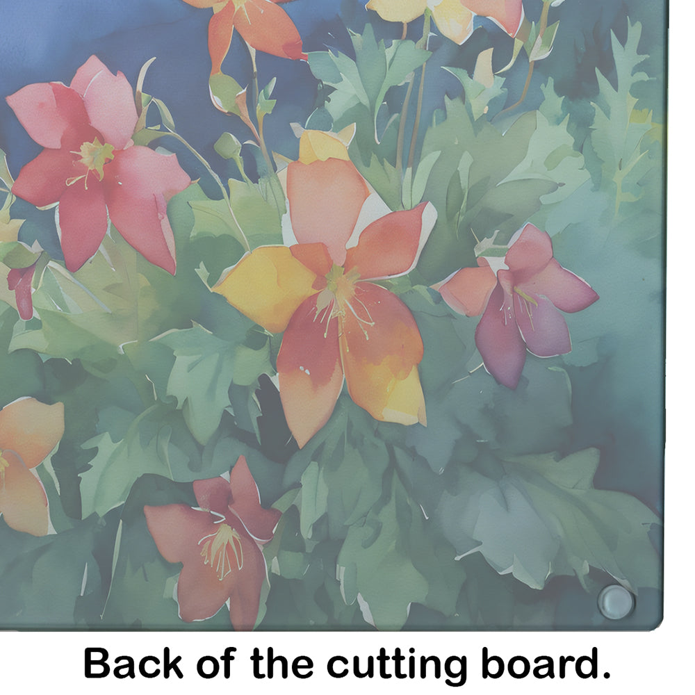 Colorado Rocky Mountain Columbine in Watercolor Glass Cutting Board