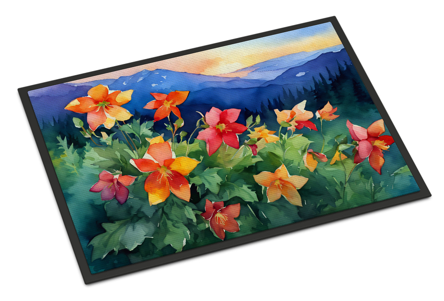 Buy this Colorado Rocky Mountain Columbine in Watercolor Doormat