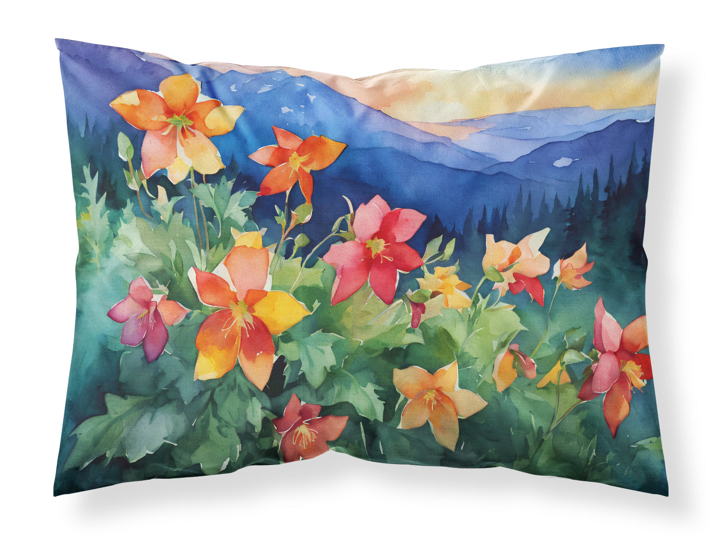 Buy this Colorado Rocky Mountain Columbine in Watercolor Standard Pillowcase