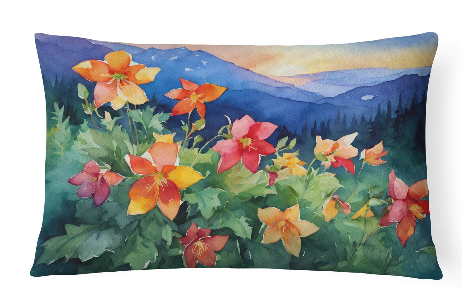 Buy this Colorado Rocky Mountain Columbine in Watercolor Throw Pillow