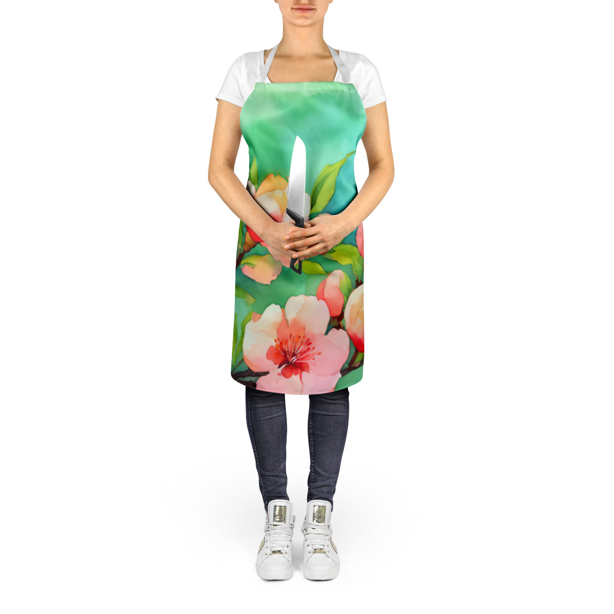 Delaware Peach Blossom in Watercolor Apron