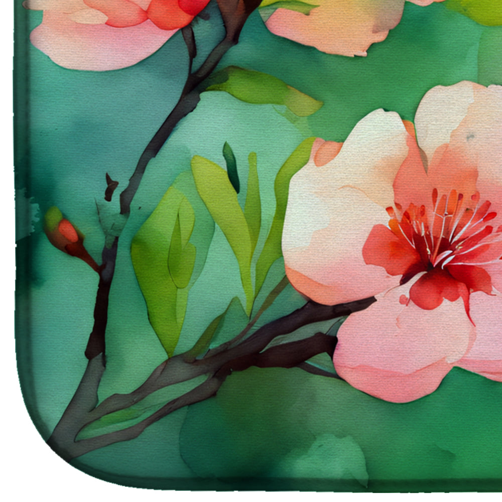 Delaware Peach Blossom in Watercolor Dish Drying Mat