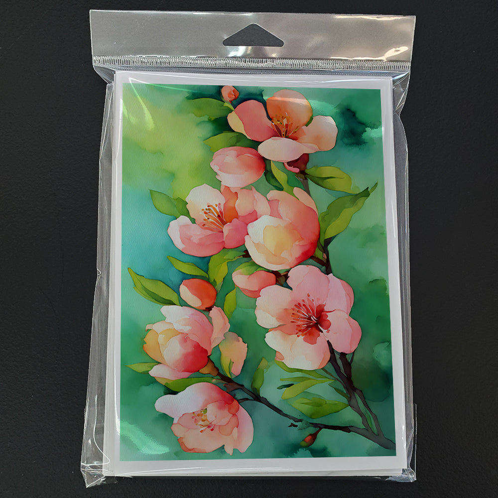 Delaware Peach Blossom in Watercolor Greeting Cards Pack of 8