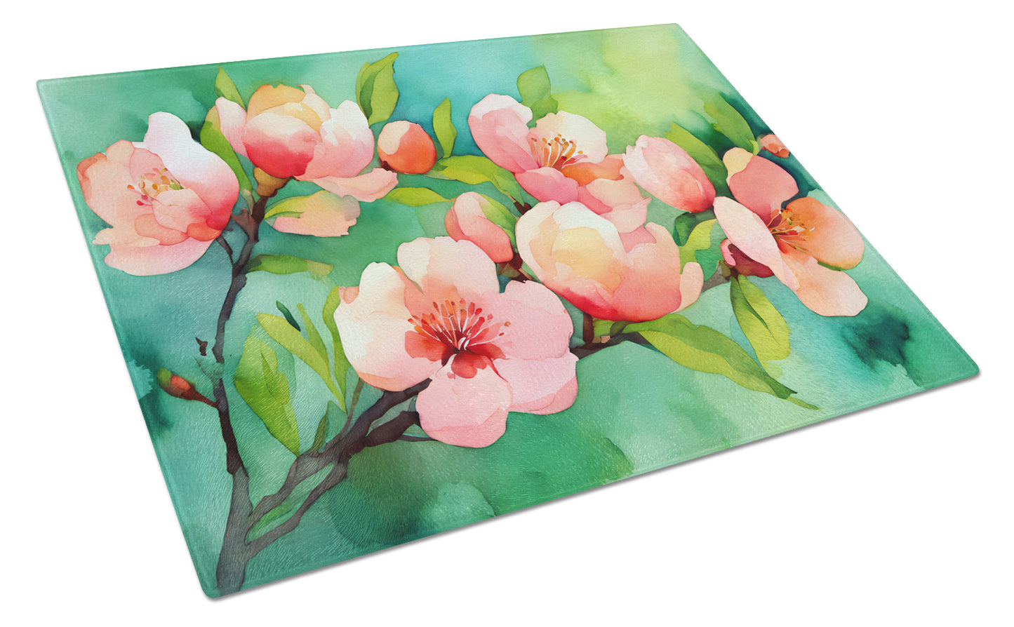 Buy this Delaware Peach Blossom in Watercolor Glass Cutting Board