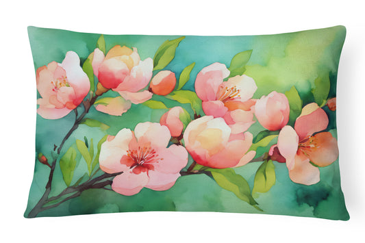 Buy this Delaware Peach Blossom in Watercolor Throw Pillow