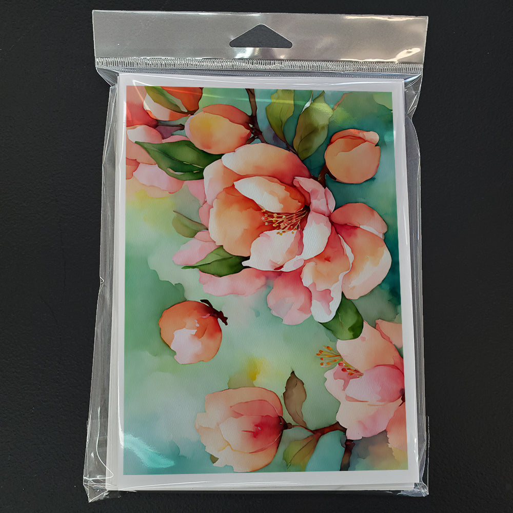 Delaware Peach Blossom in Watercolor Greeting Cards Pack of 8