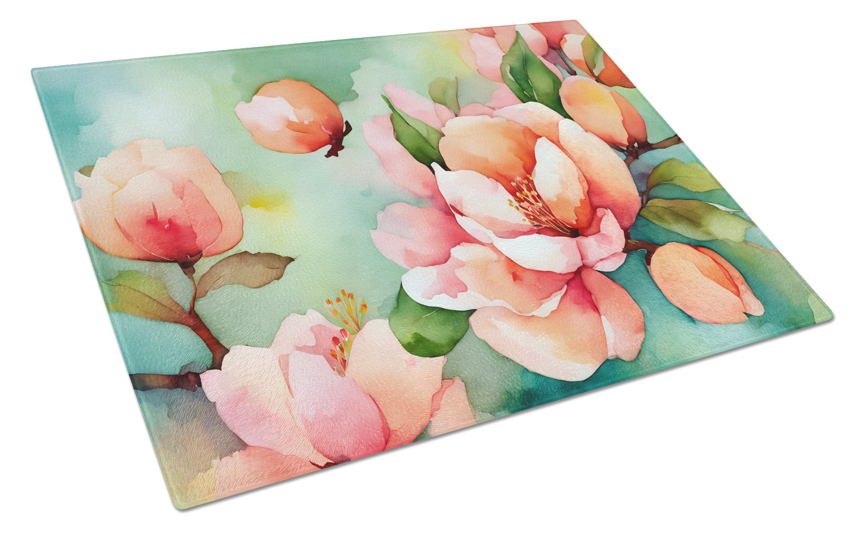 Buy this Delaware Peach Blossom in Watercolor Glass Cutting Board