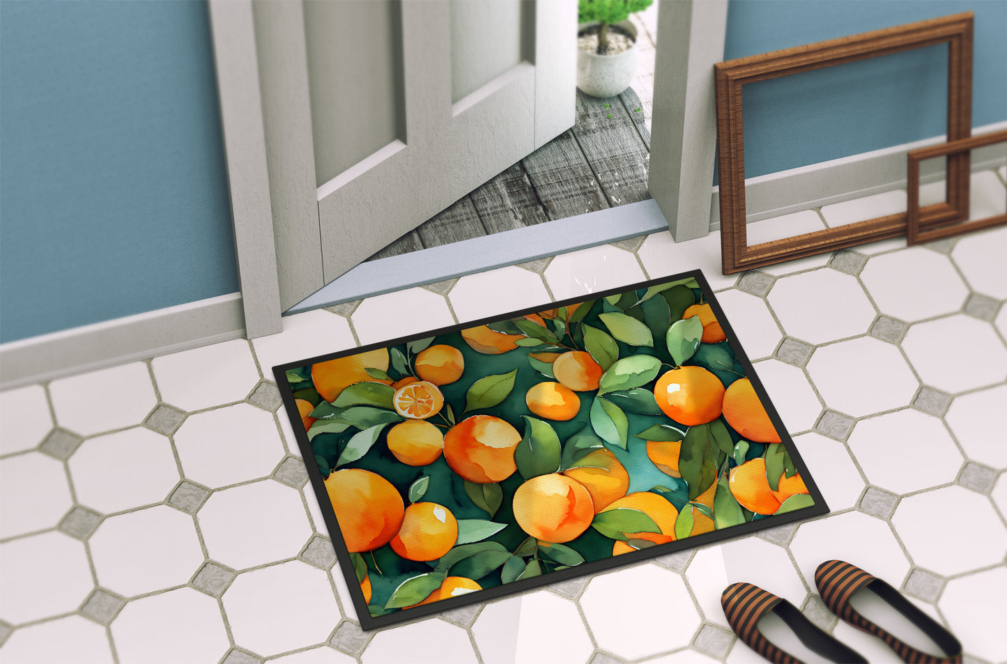 Florida Orange Blossom in Watercolor Doormat