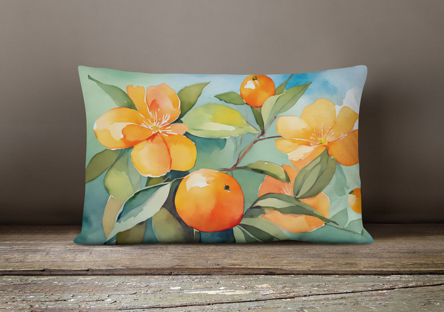 Florida Orange Blossom in Watercolor Throw Pillow