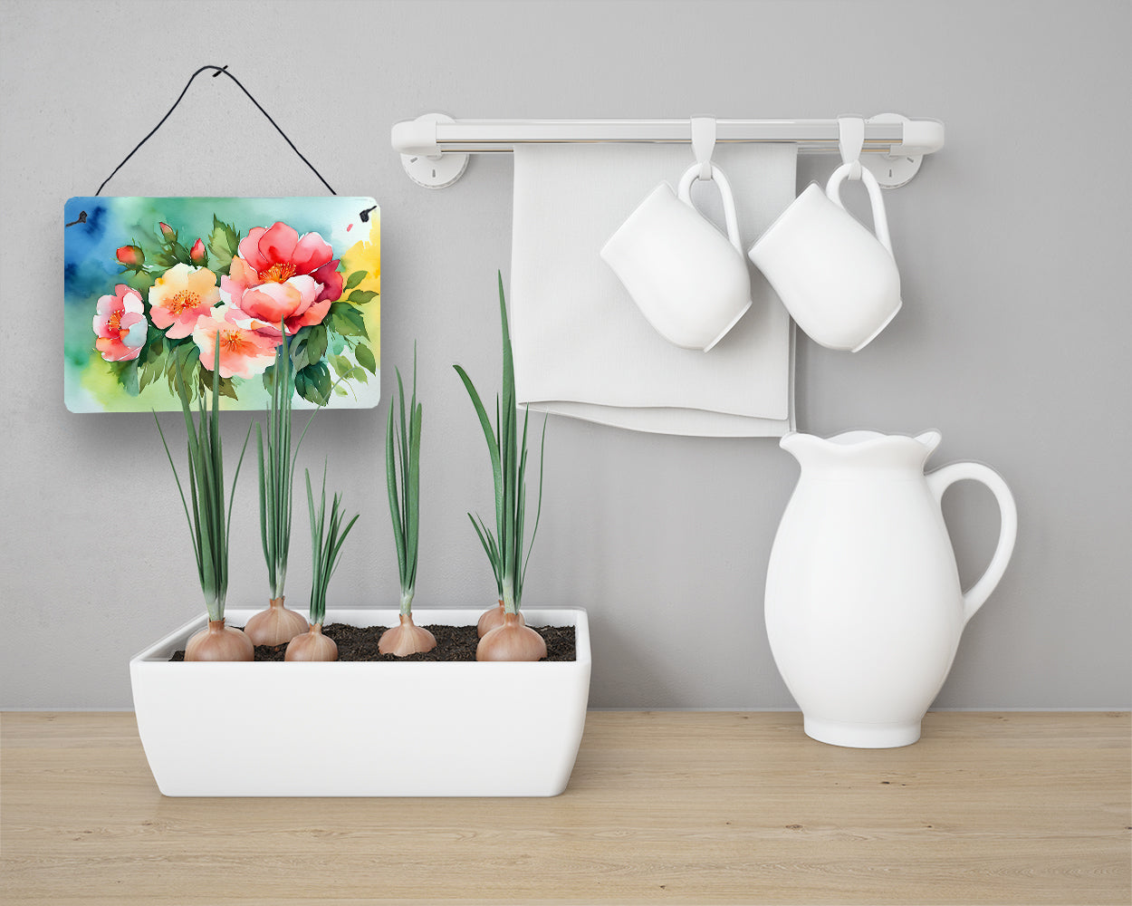 Georgia Cherokee Rose in Watercolor Wall or Door Hanging Prints