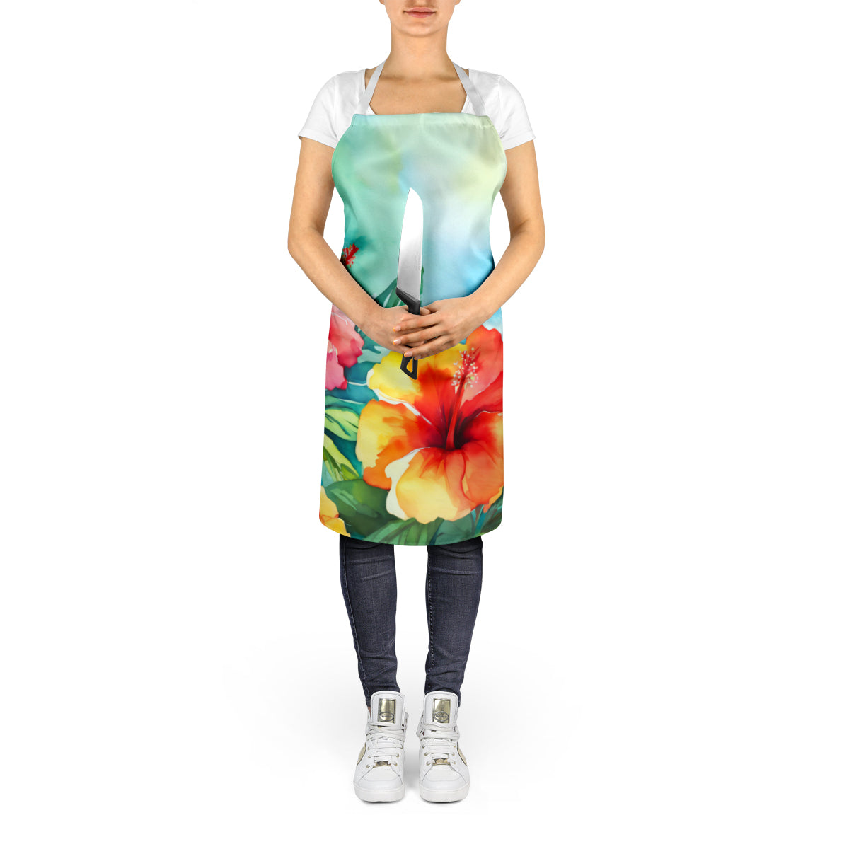 Hawaii Hawaiian Hibiscus in Watercolor Apron