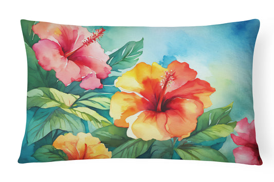 Buy this Hawaii Hawaiian Hibiscus in Watercolor Throw Pillow