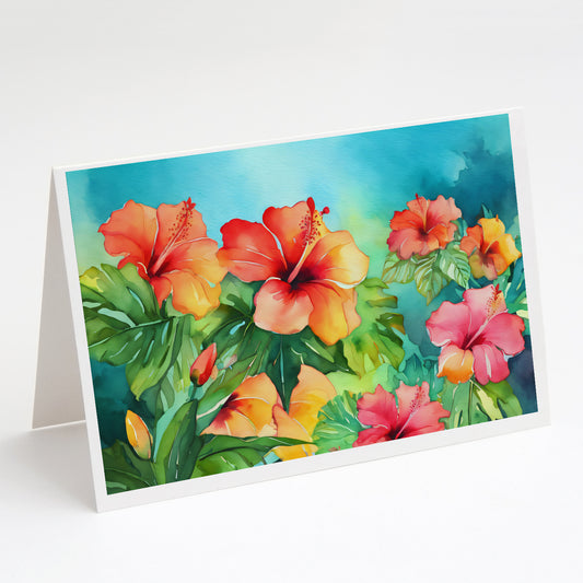 Buy this Hawaii Hawaiian Hibiscus in Watercolor Greeting Cards Pack of 8