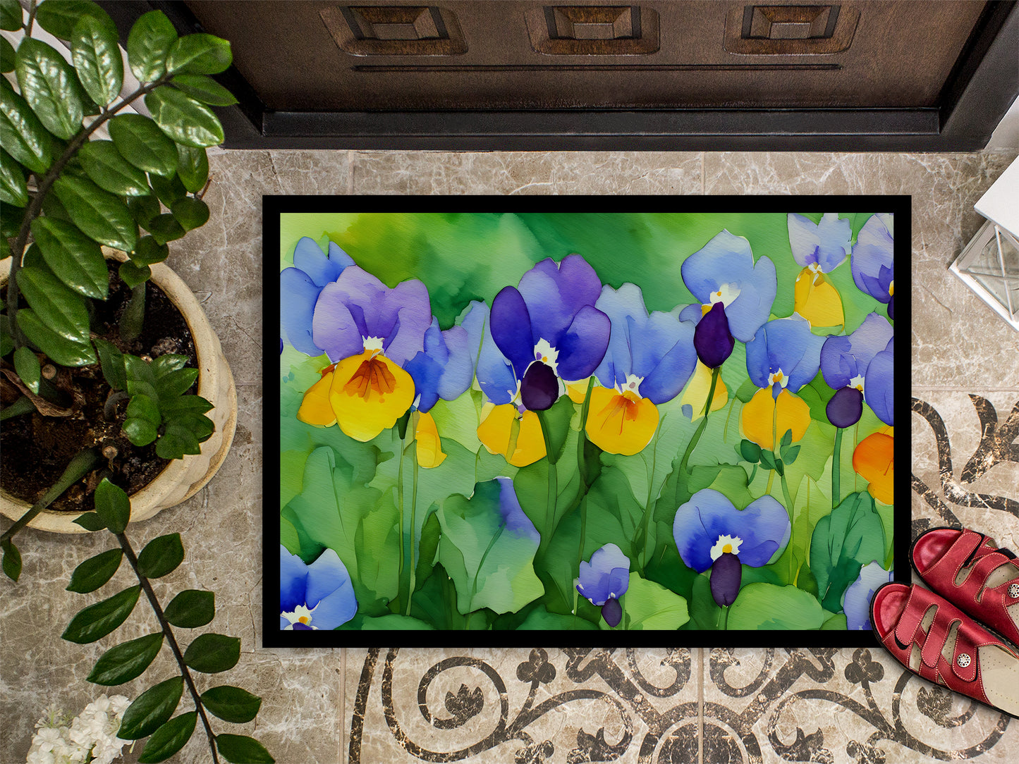 Illinois Violet in Watercolor Doormat