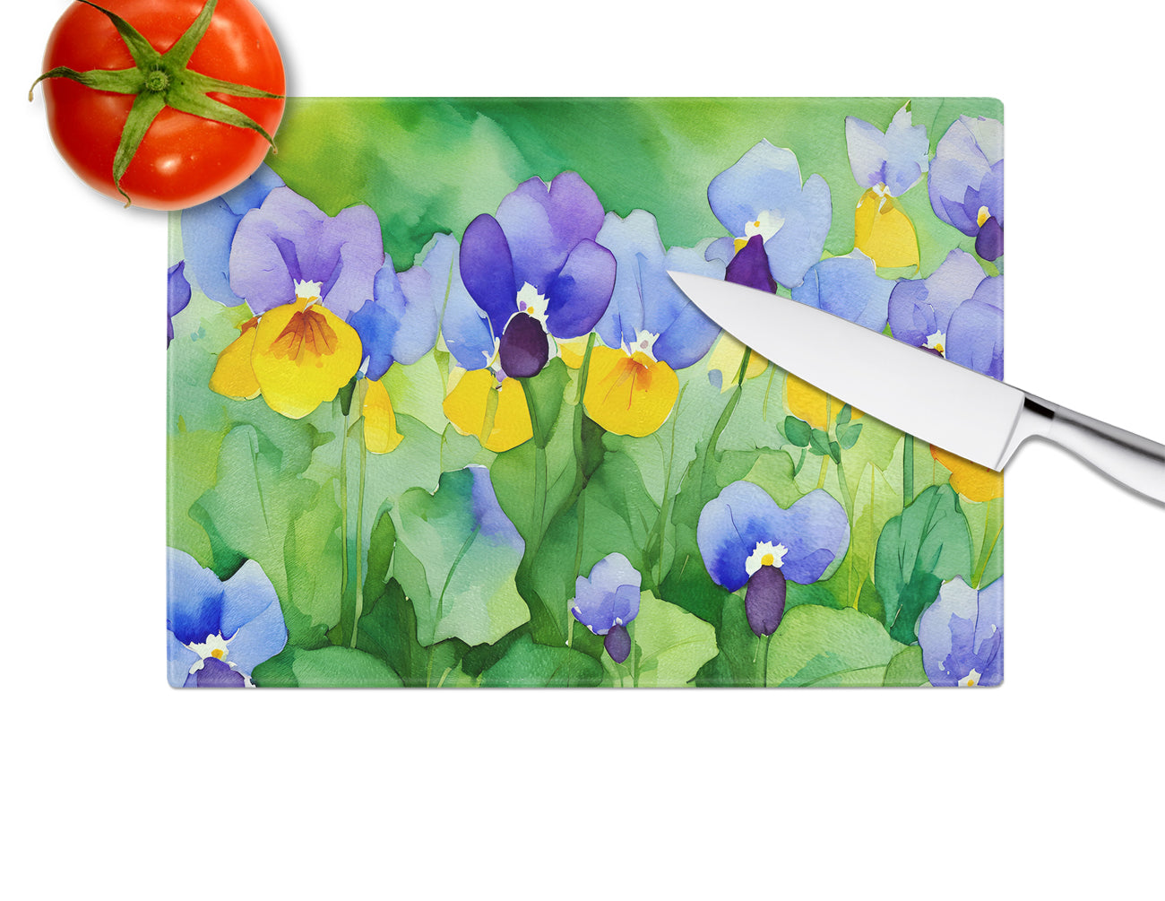 Illinois Violet in Watercolor Glass Cutting Board