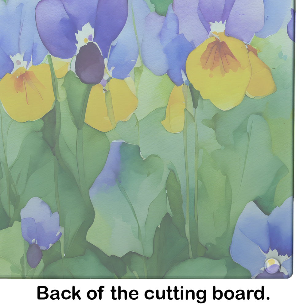 Illinois Violet in Watercolor Glass Cutting Board