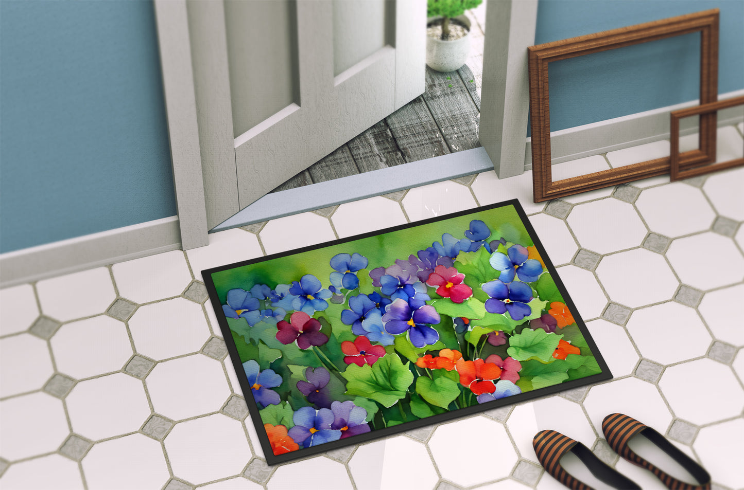 Illinois Violet in Watercolor Doormat