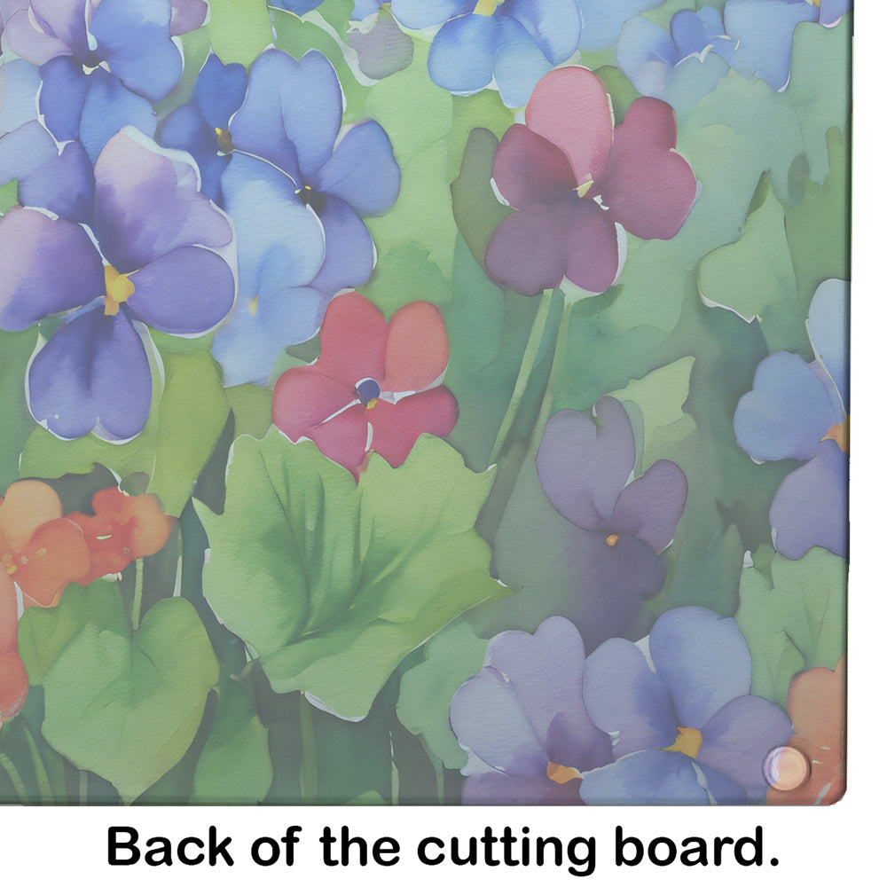 Illinois Violet in Watercolor Glass Cutting Board