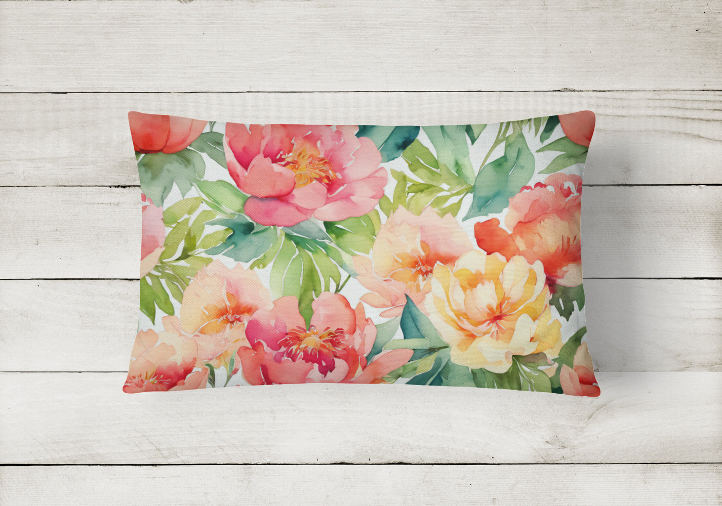 Indiana Peonies in Watercolor Throw Pillow