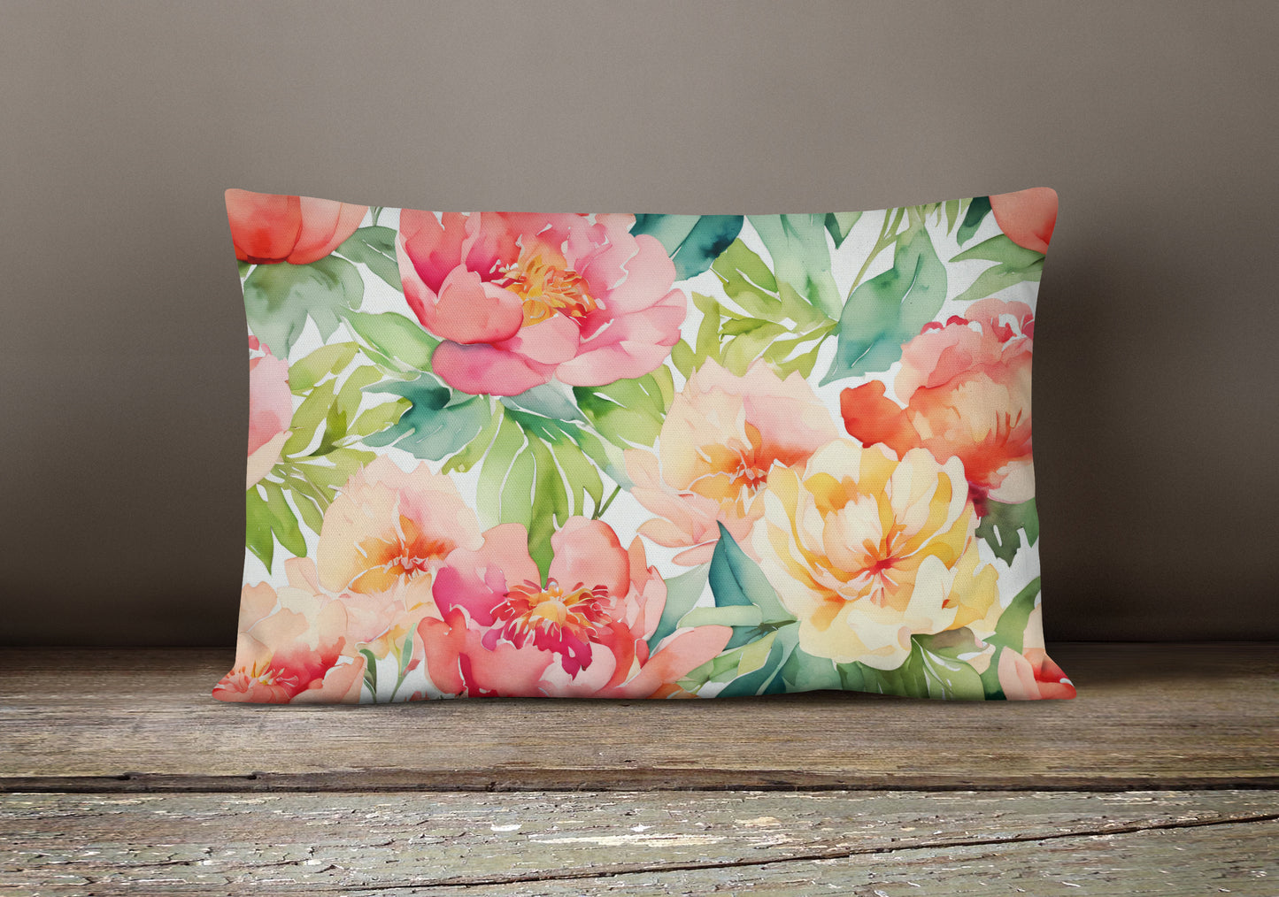 Indiana Peonies in Watercolor Throw Pillow