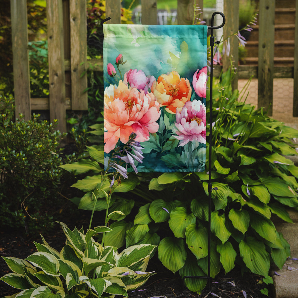 Indiana Peonies in Watercolor Garden Flag