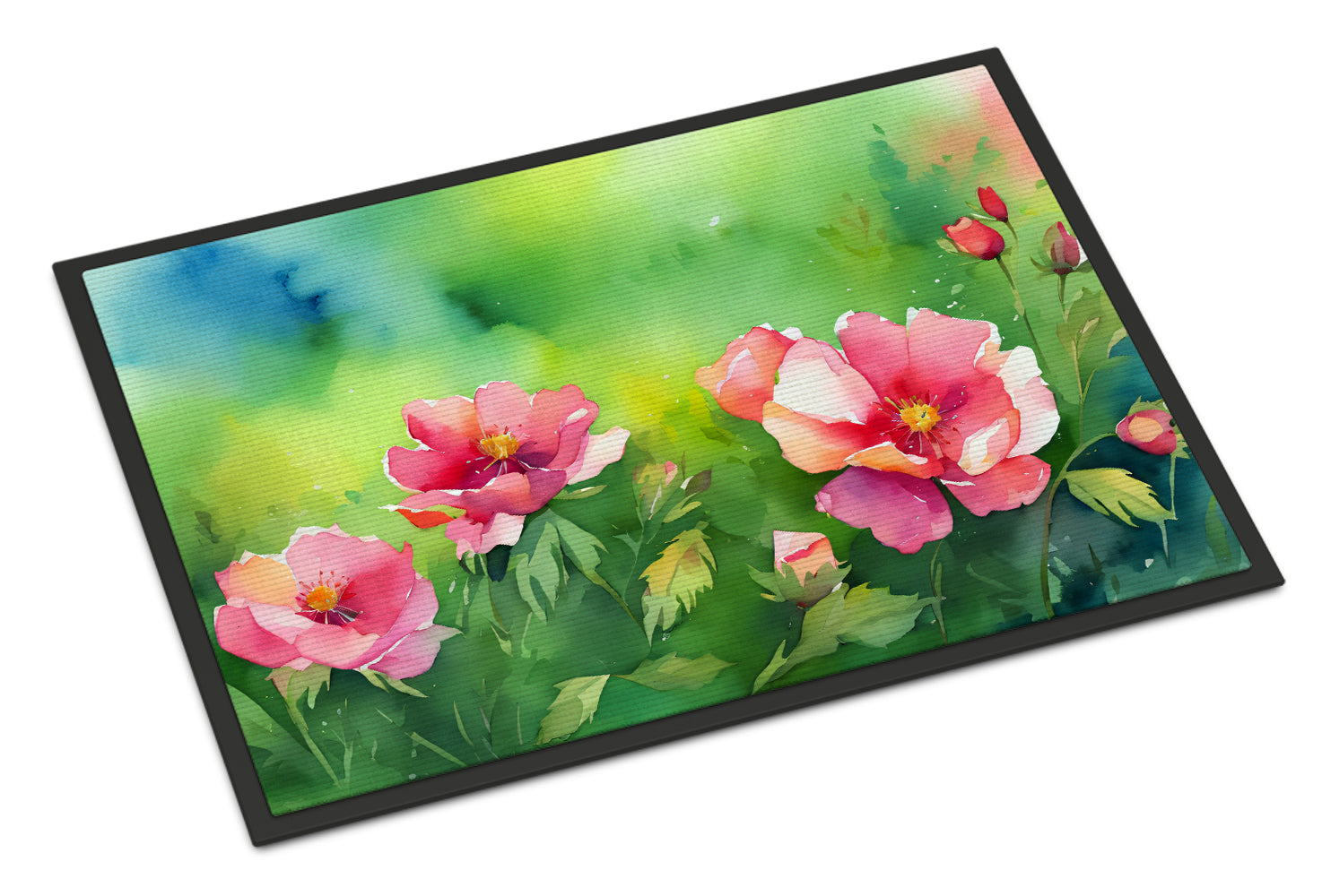 Buy this Iowa Wild Prairie Roses in Watercolor Doormat