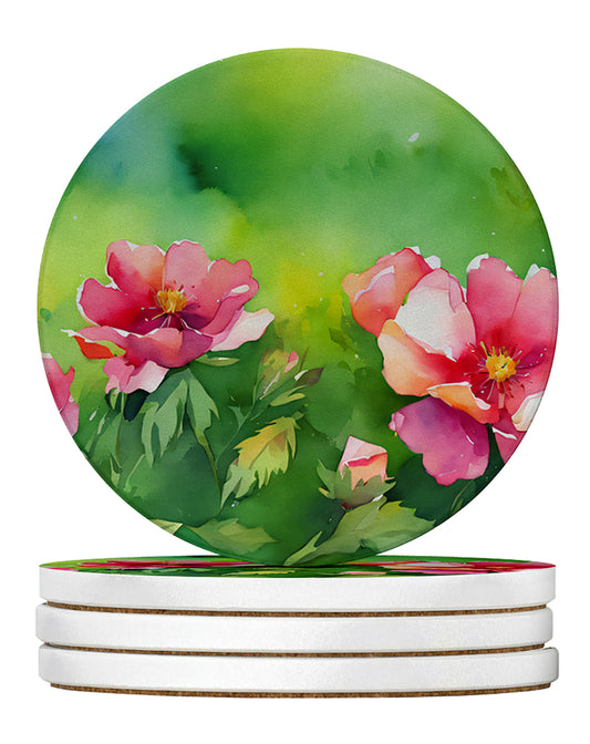 Buy this Iowa Wild Prairie Roses in Watercolor Large Sandstone Coasters Pack of 4