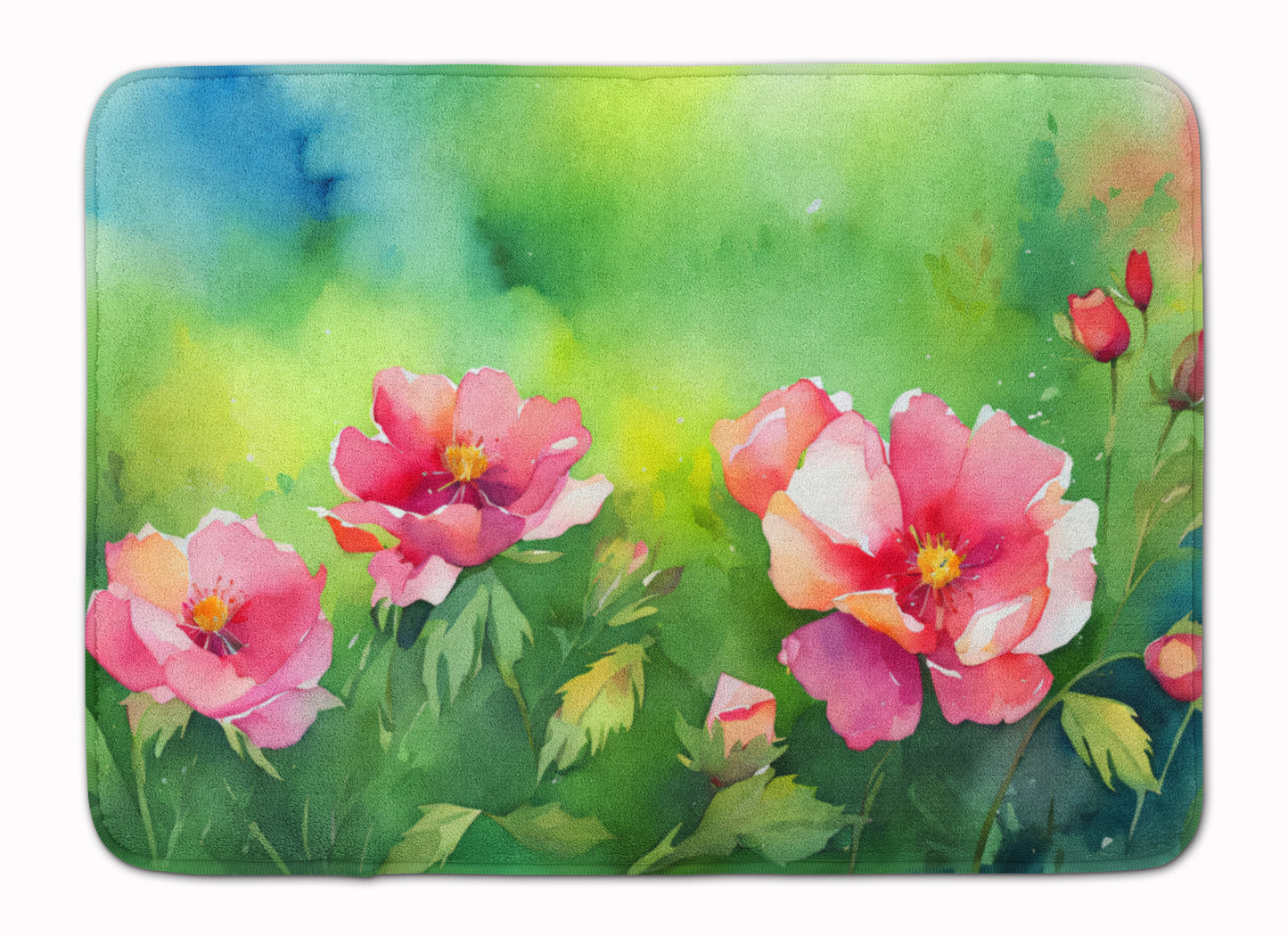 Buy this Iowa Wild Prairie Roses in Watercolor Memory Foam Kitchen Mat