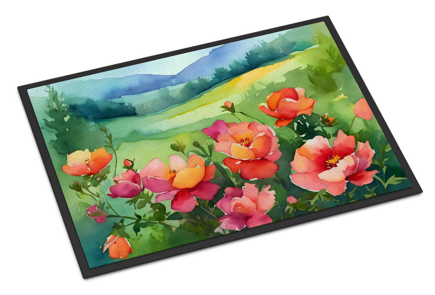 Buy this Iowa Wild Prairie Roses in Watercolor Doormat