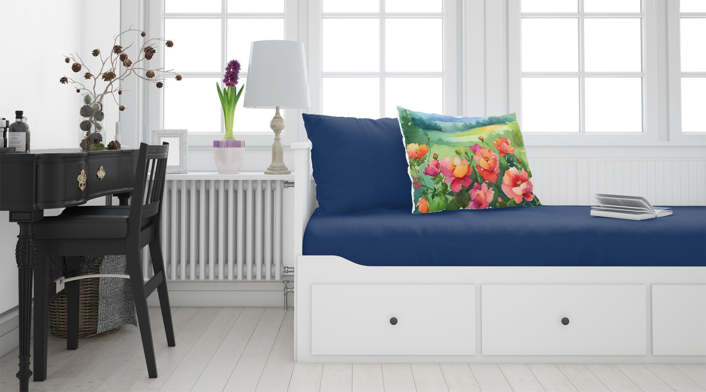 Iowa Wild Prairie Roses in Watercolor Standard Pillowcase
