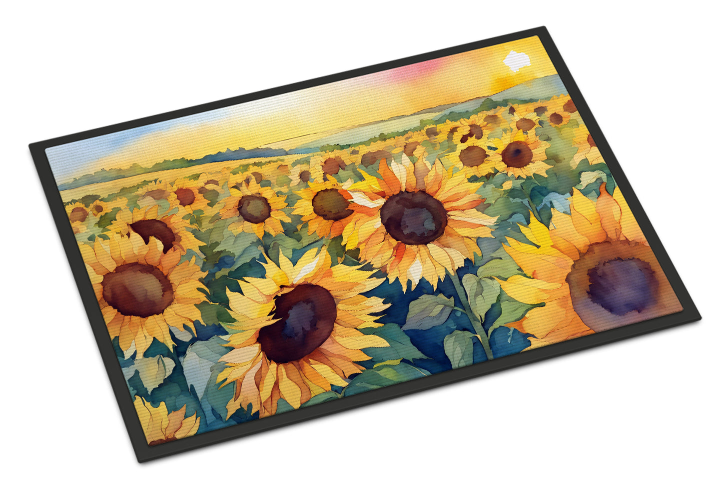 Buy this Kansas Sunflowers in Watercolor Doormat