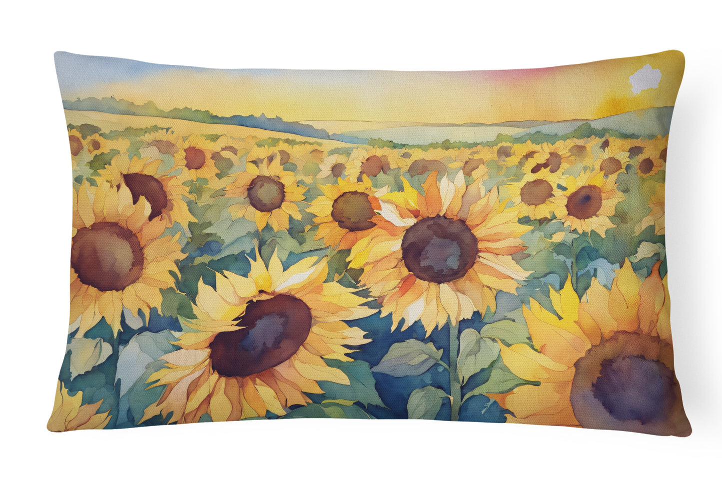 Buy this Kansas Sunflowers in Watercolor Throw Pillow