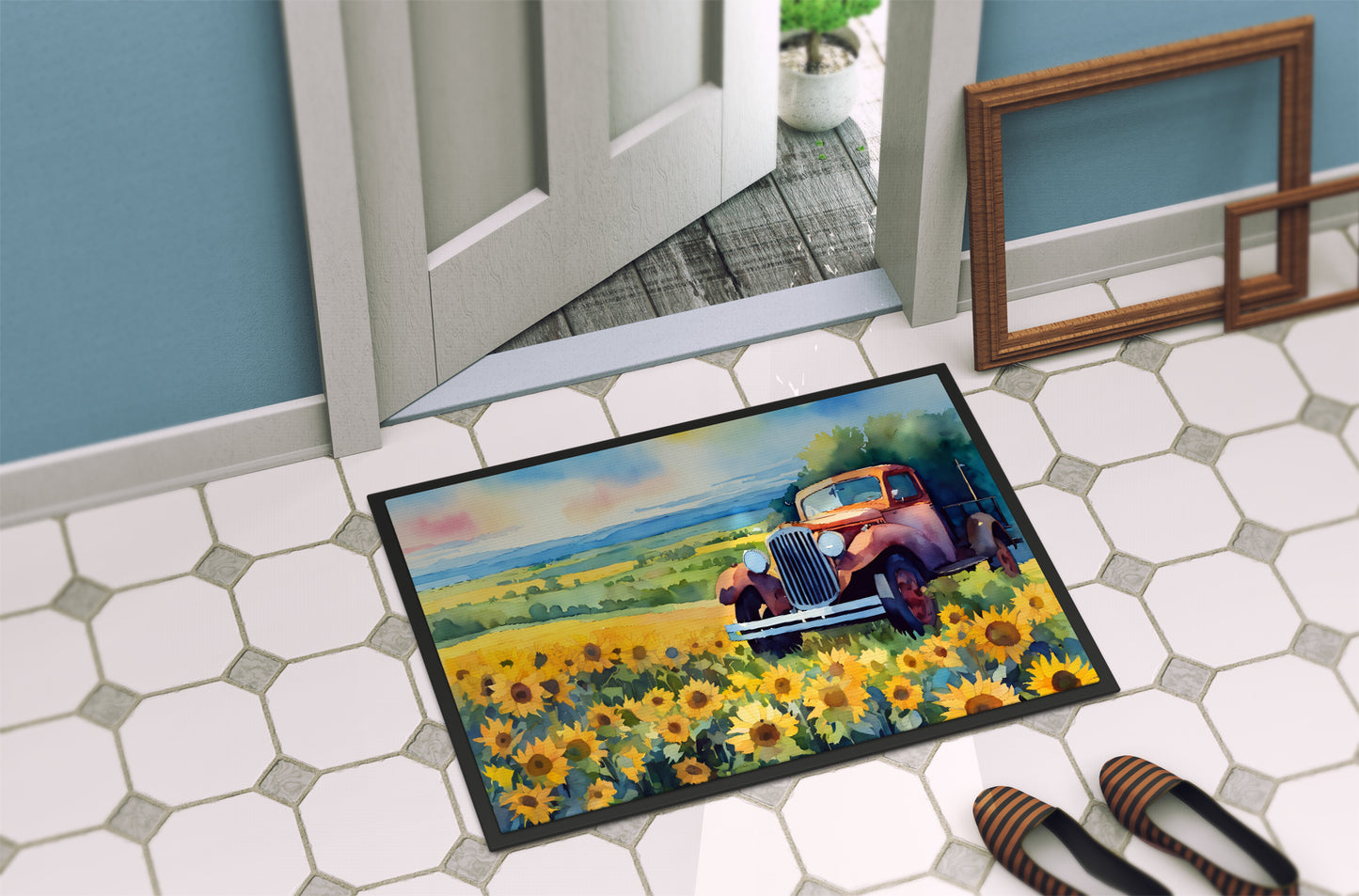 Kansas Sunflowers in Watercolor Doormat