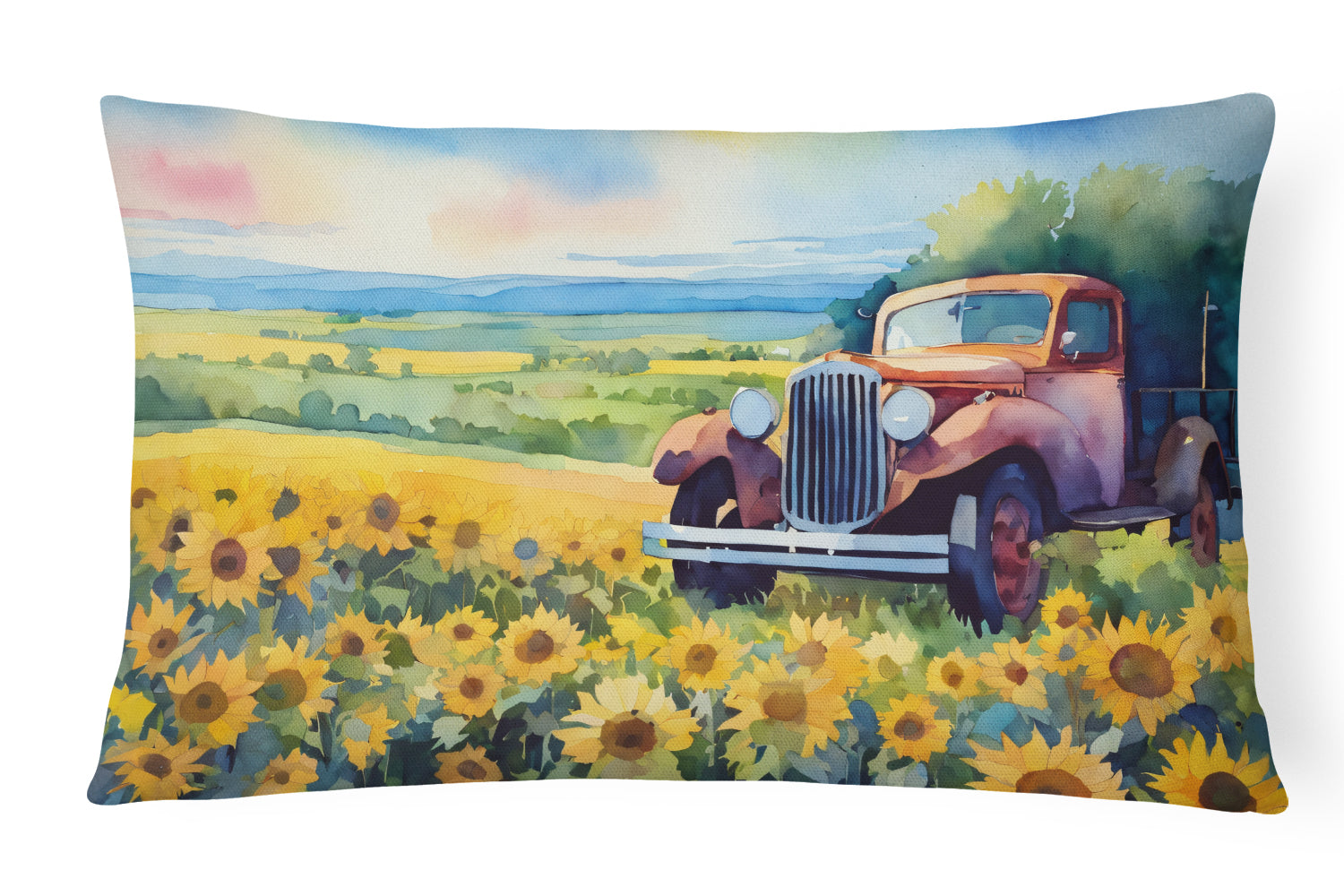 Buy this Kansas Sunflowers in Watercolor Throw Pillow