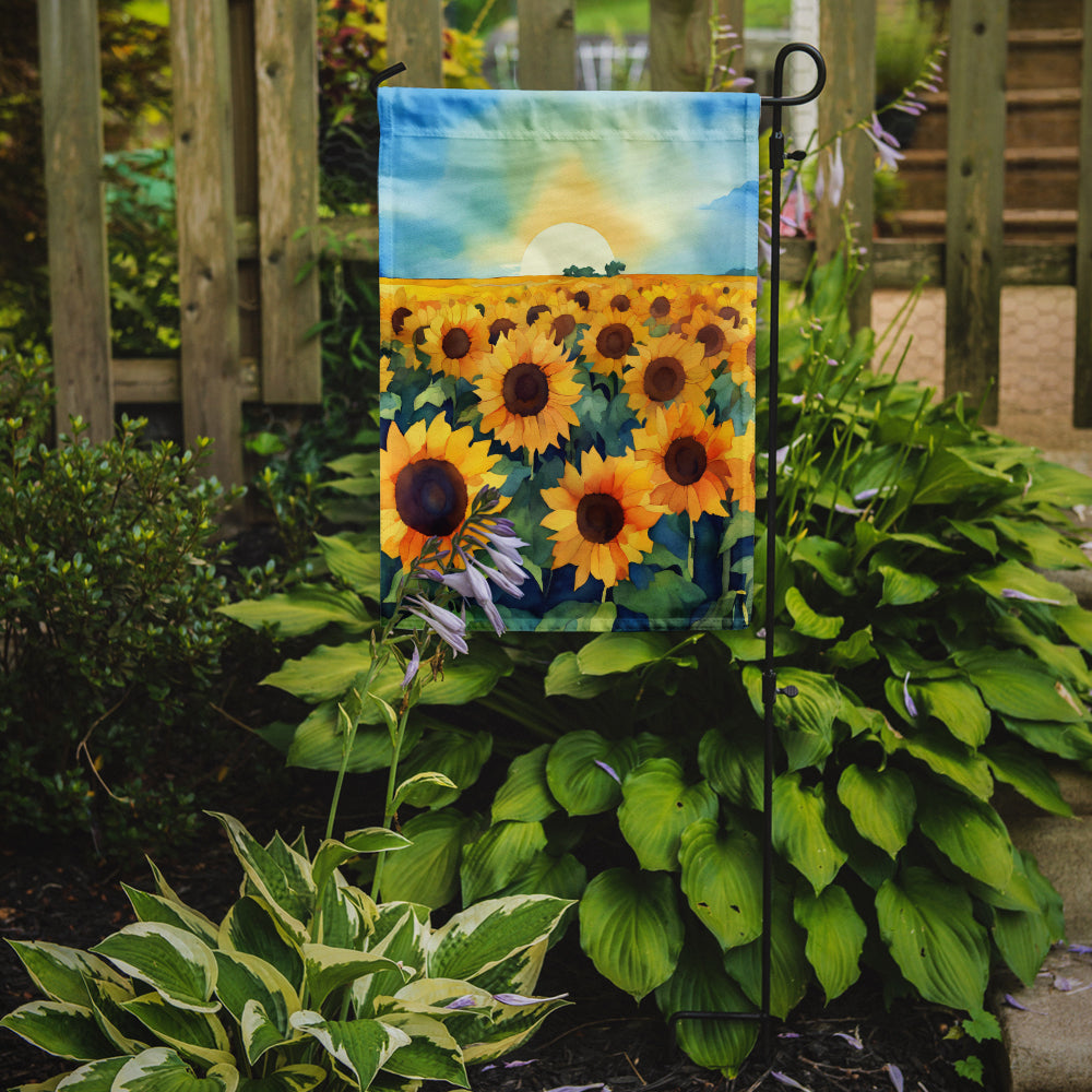 Kansas Sunflowers in Watercolor Garden Flag