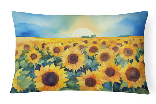 Buy this Kansas Sunflowers in Watercolor Throw Pillow