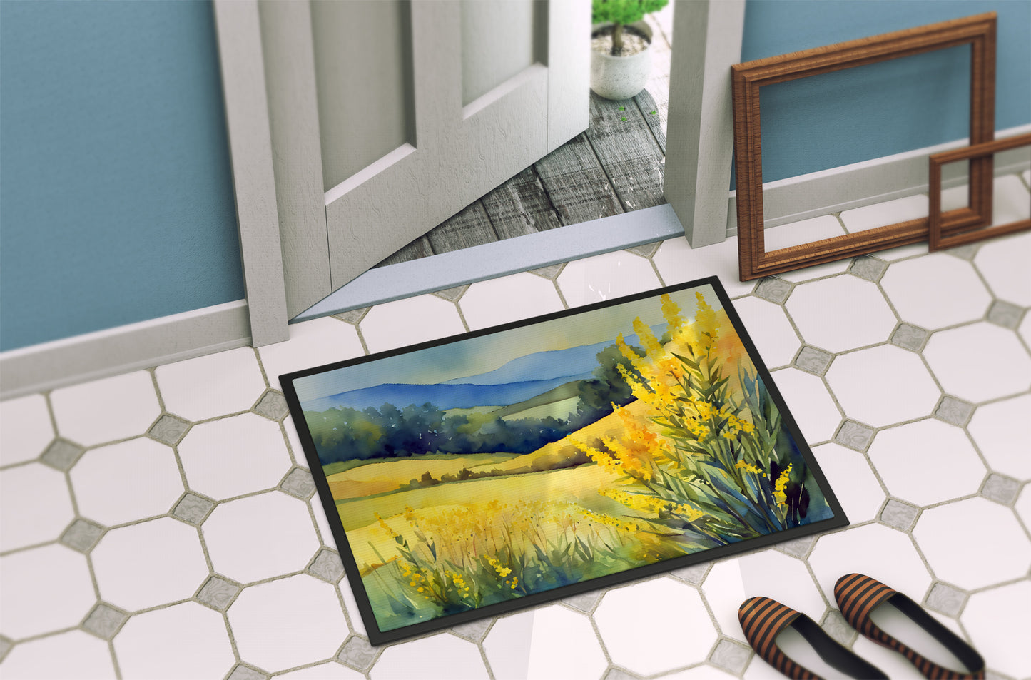 Kentucky Goldenrod in Watercolor Doormat