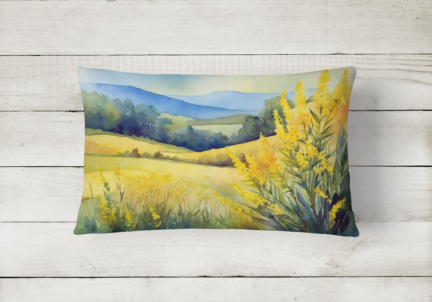 Kentucky Goldenrod in Watercolor Throw Pillow