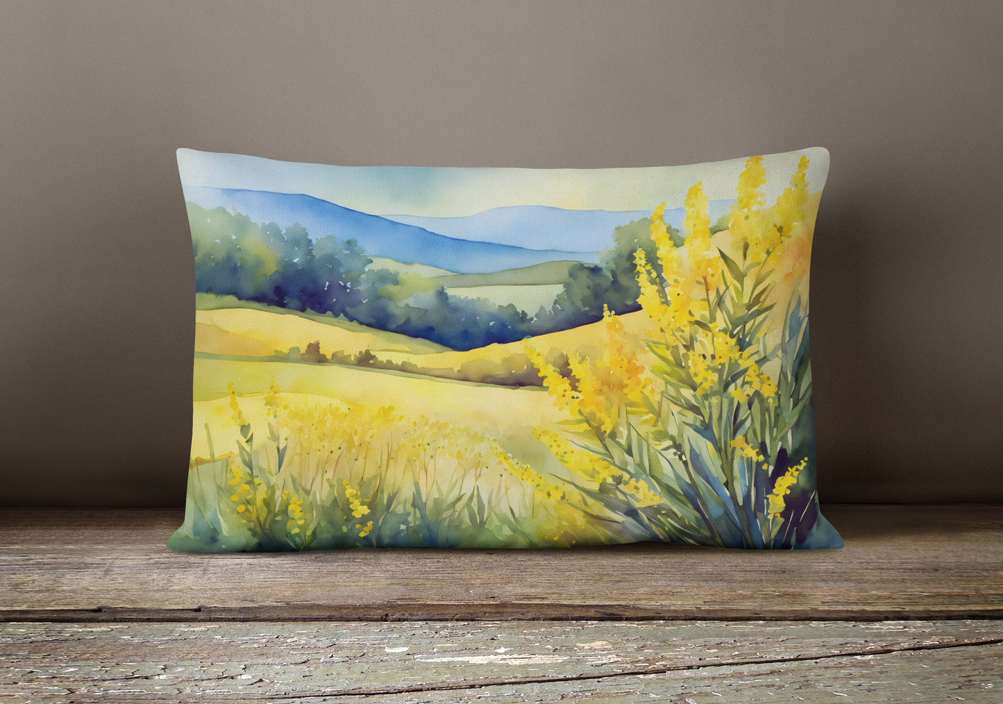 Kentucky Goldenrod in Watercolor Throw Pillow