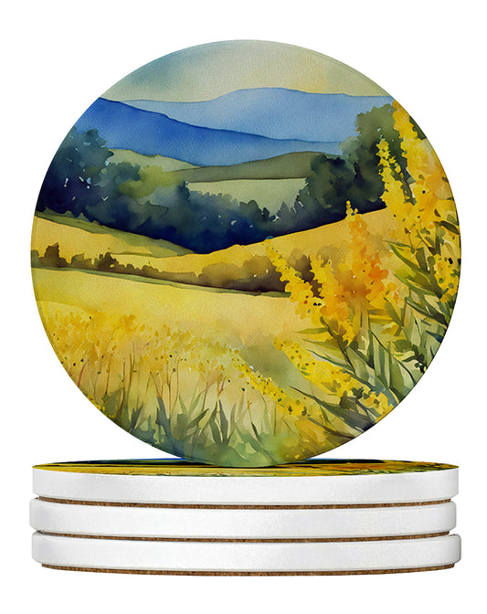 Buy this Kentucky Goldenrod in Watercolor Large Sandstone Coasters Pack of 4