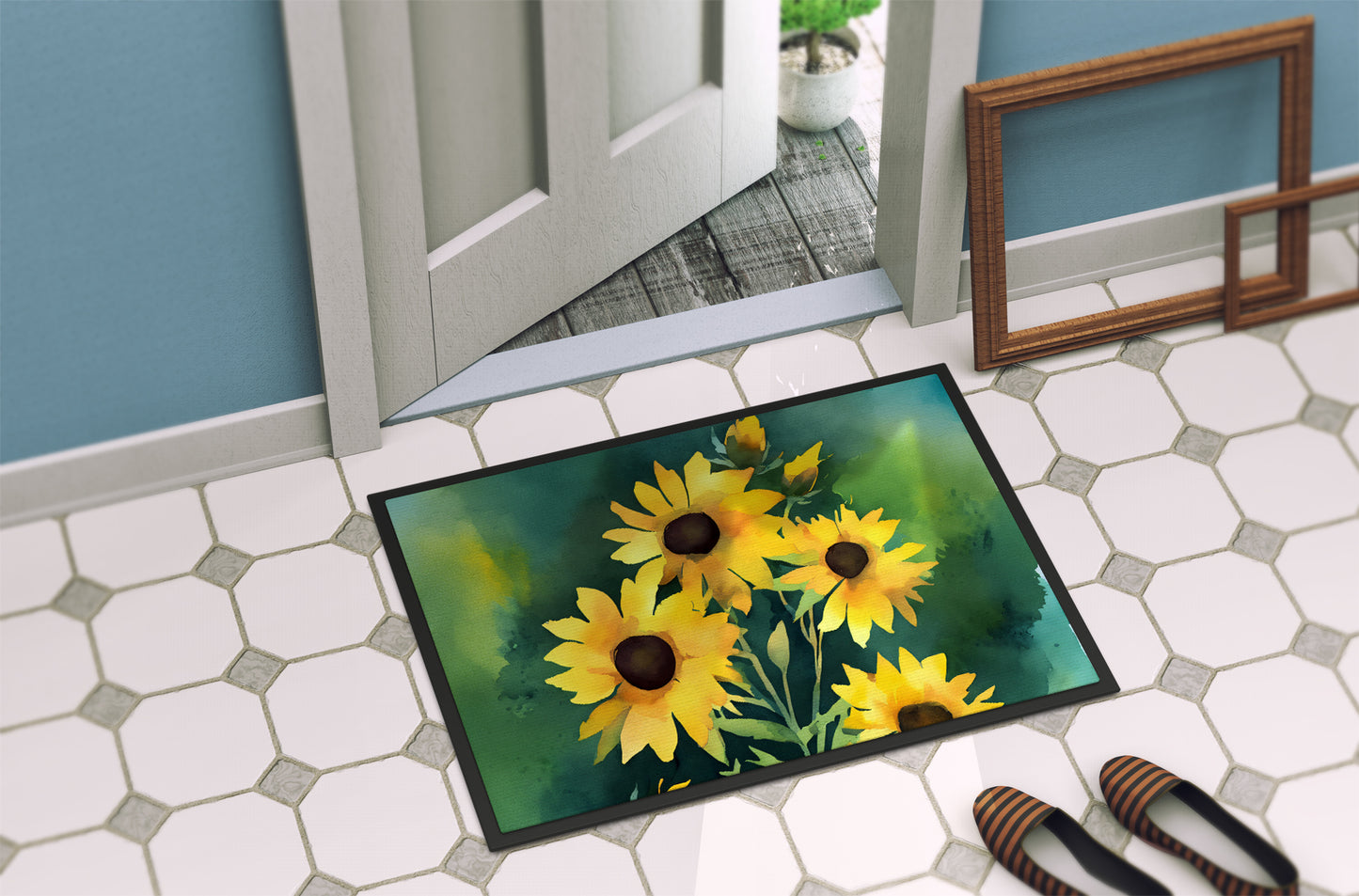 Kentucky Goldenrod in Watercolor Doormat