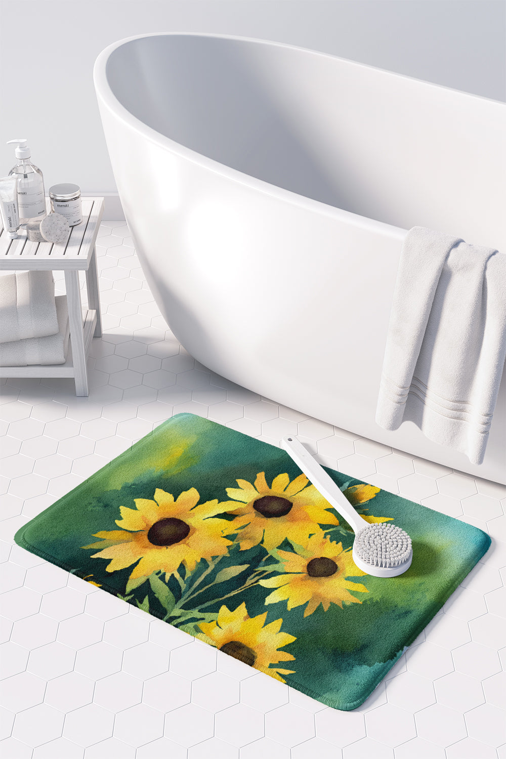 Kentucky Goldenrod in Watercolor Memory Foam Kitchen Mat