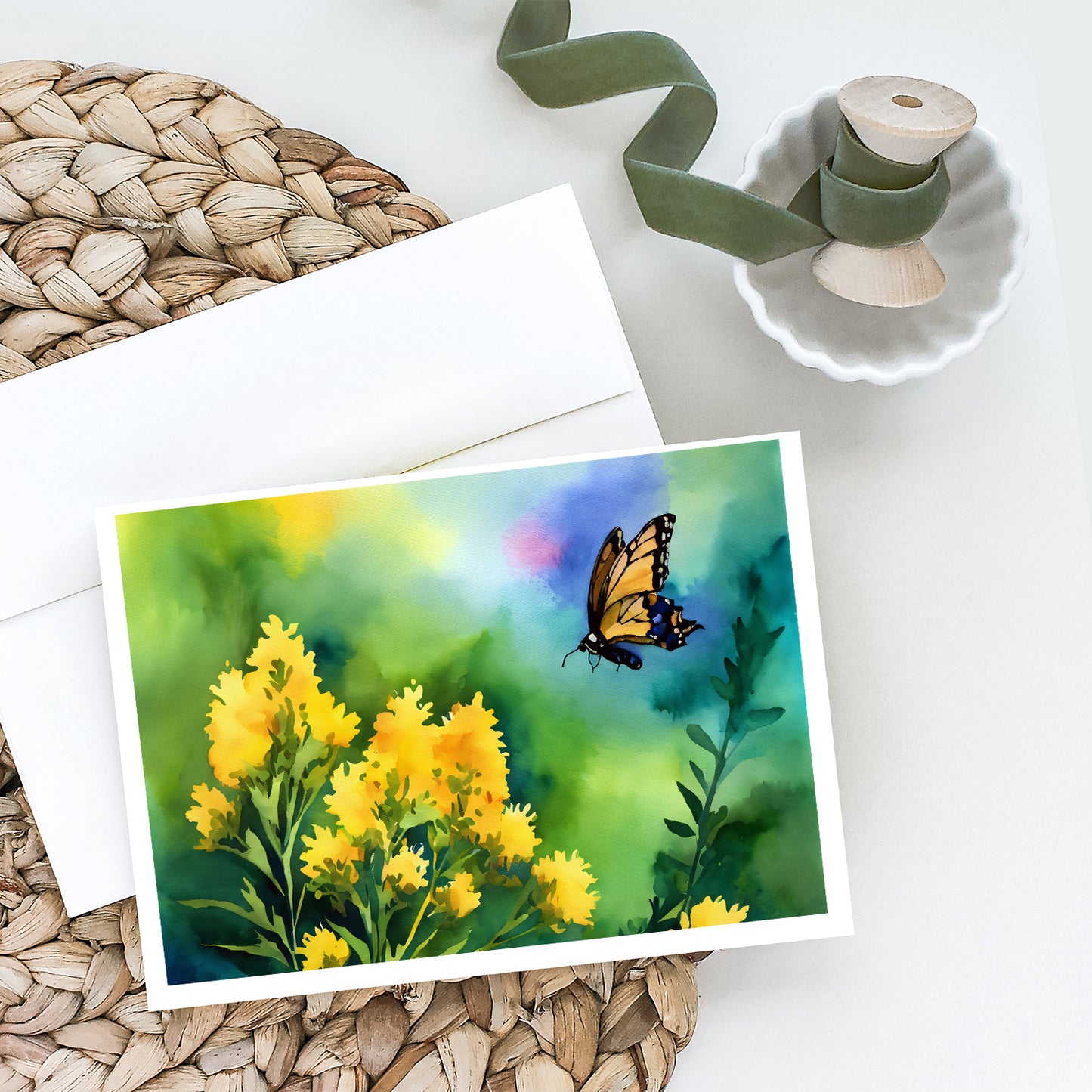 Kentucky Goldenrod in Watercolor Greeting Cards Pack of 8