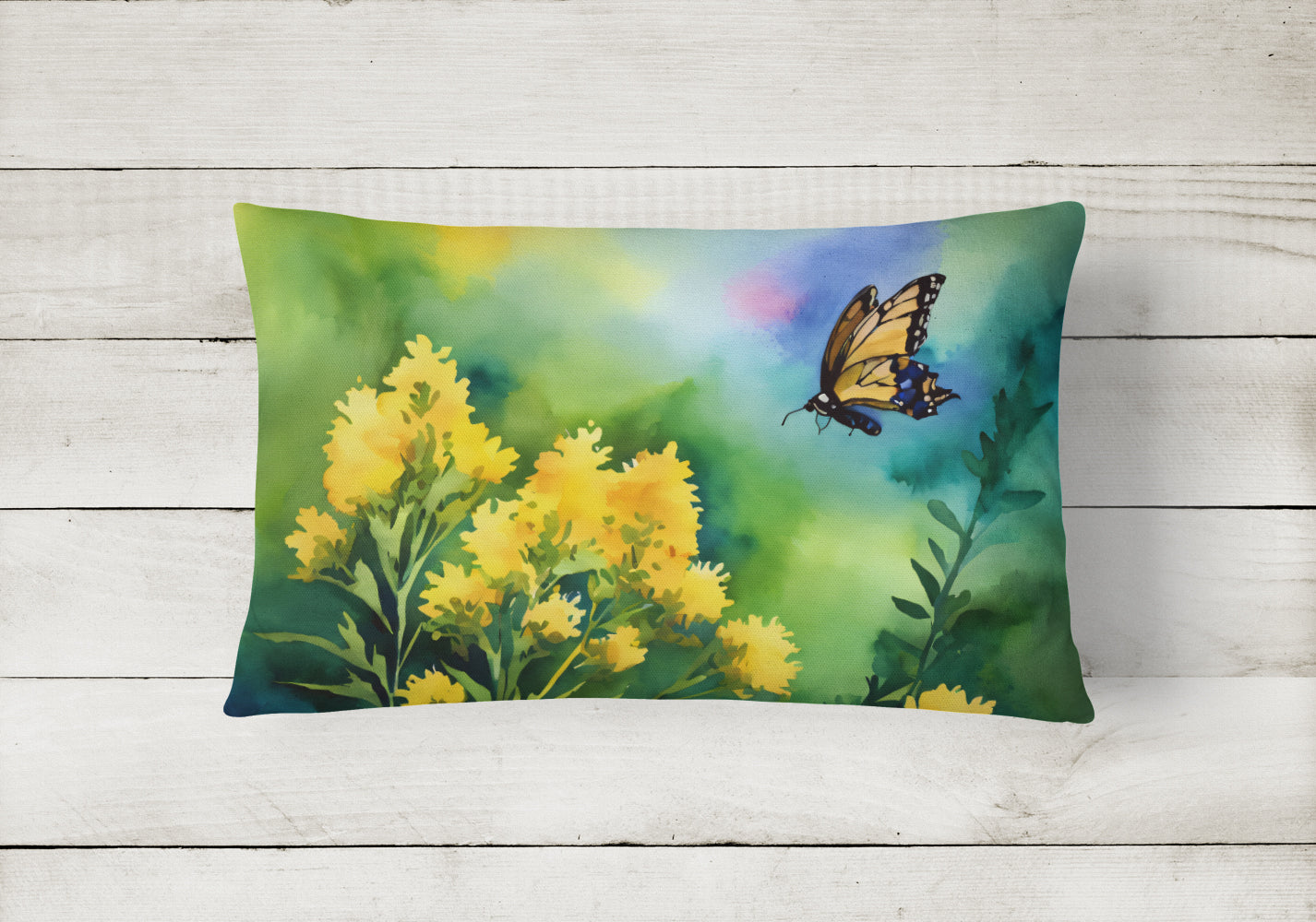 Kentucky Goldenrod in Watercolor Throw Pillow