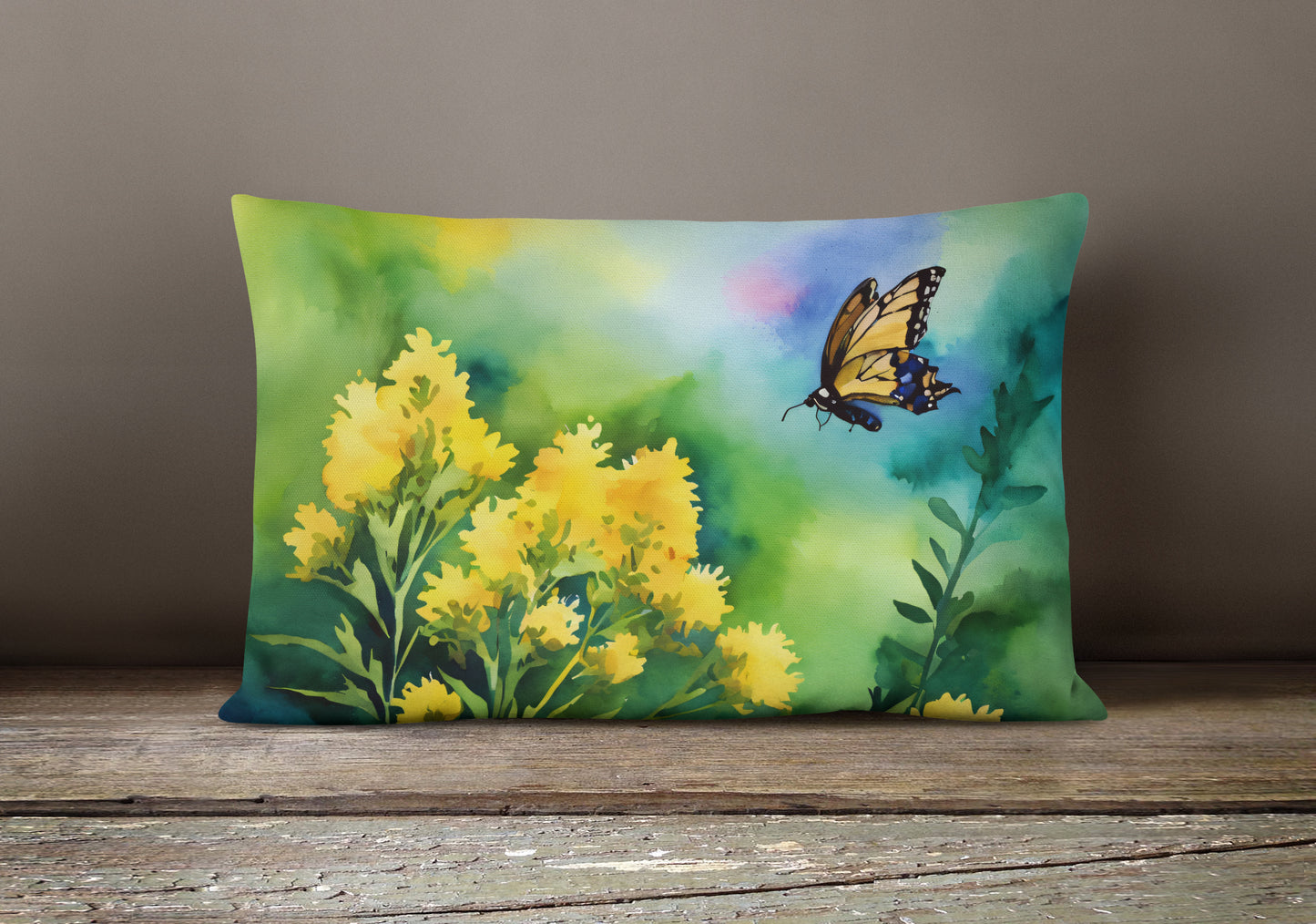 Kentucky Goldenrod in Watercolor Throw Pillow